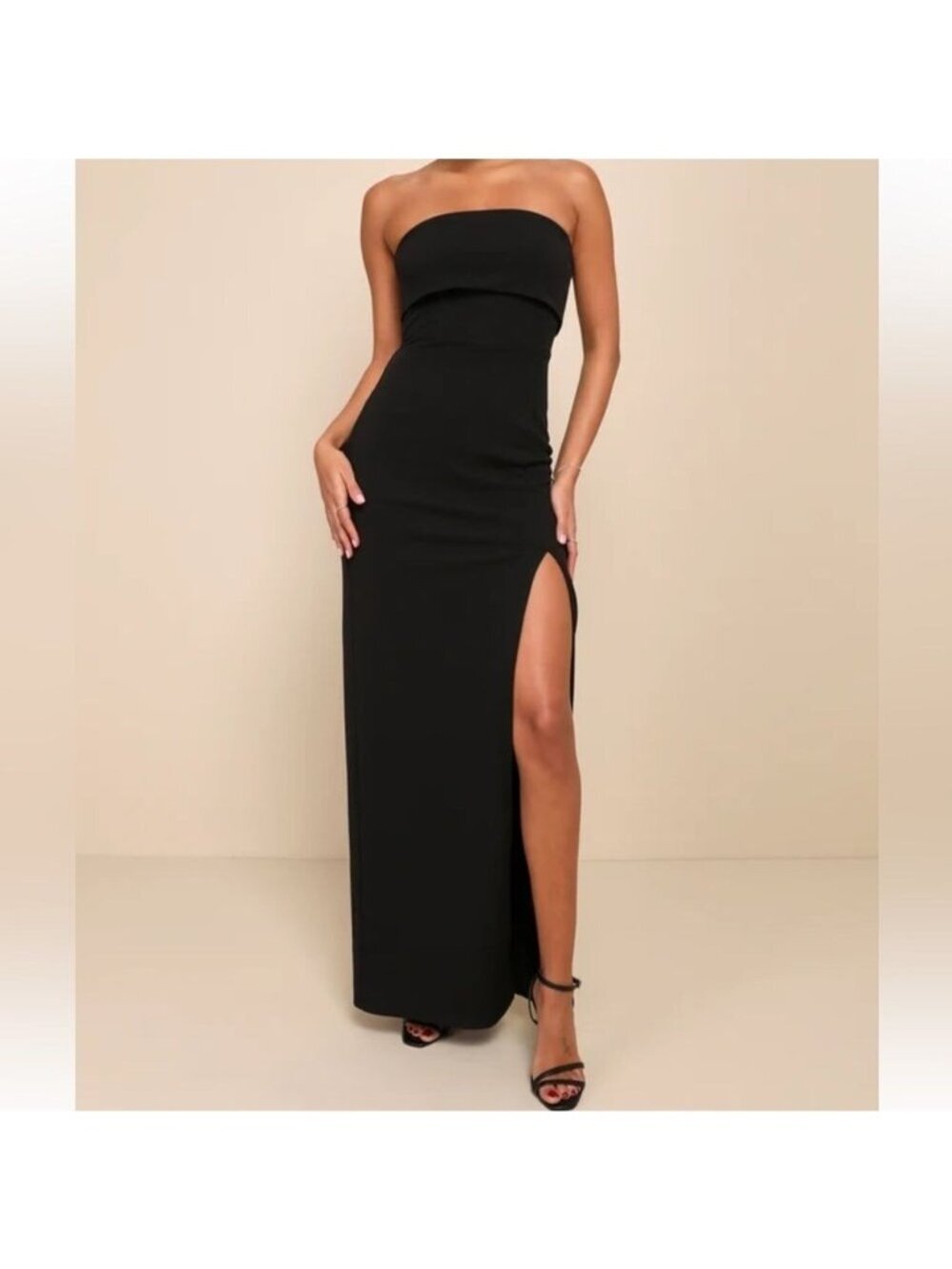 Lulus Classy Consideration Black Strapless Maxi Dress Elegant Bodice Small